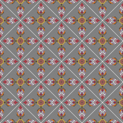 Geometric pixel ethnic pattern seamless oriental traditional design floral background wallpaper carpet clothing wrapping vector illustration texture fabric print