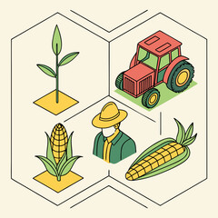 Farmer and Tractor with Corn Harvest.