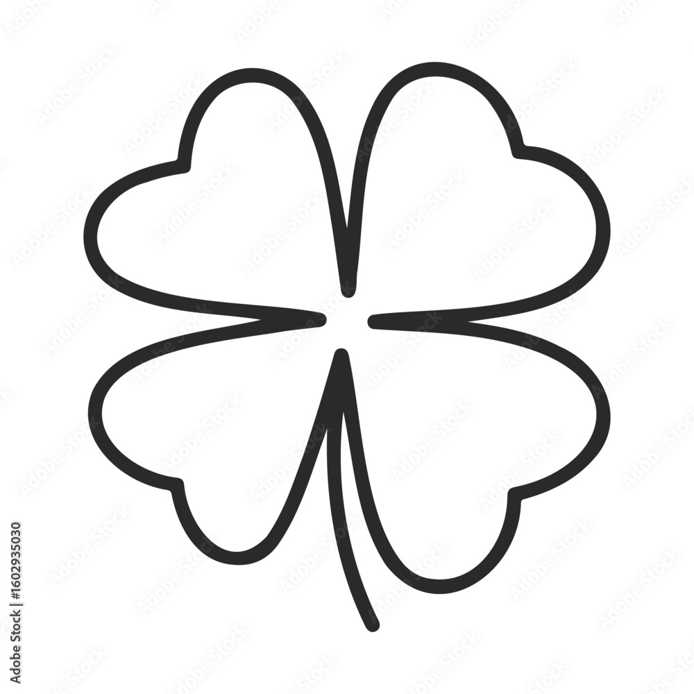 Poster simple black cloverleaf symbol on white background – stock vector icon in line style