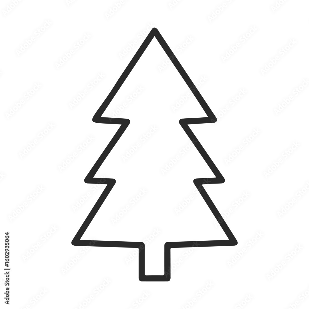 Poster simple black outline of a christmas tree icon on white background – stock vector icon in line style