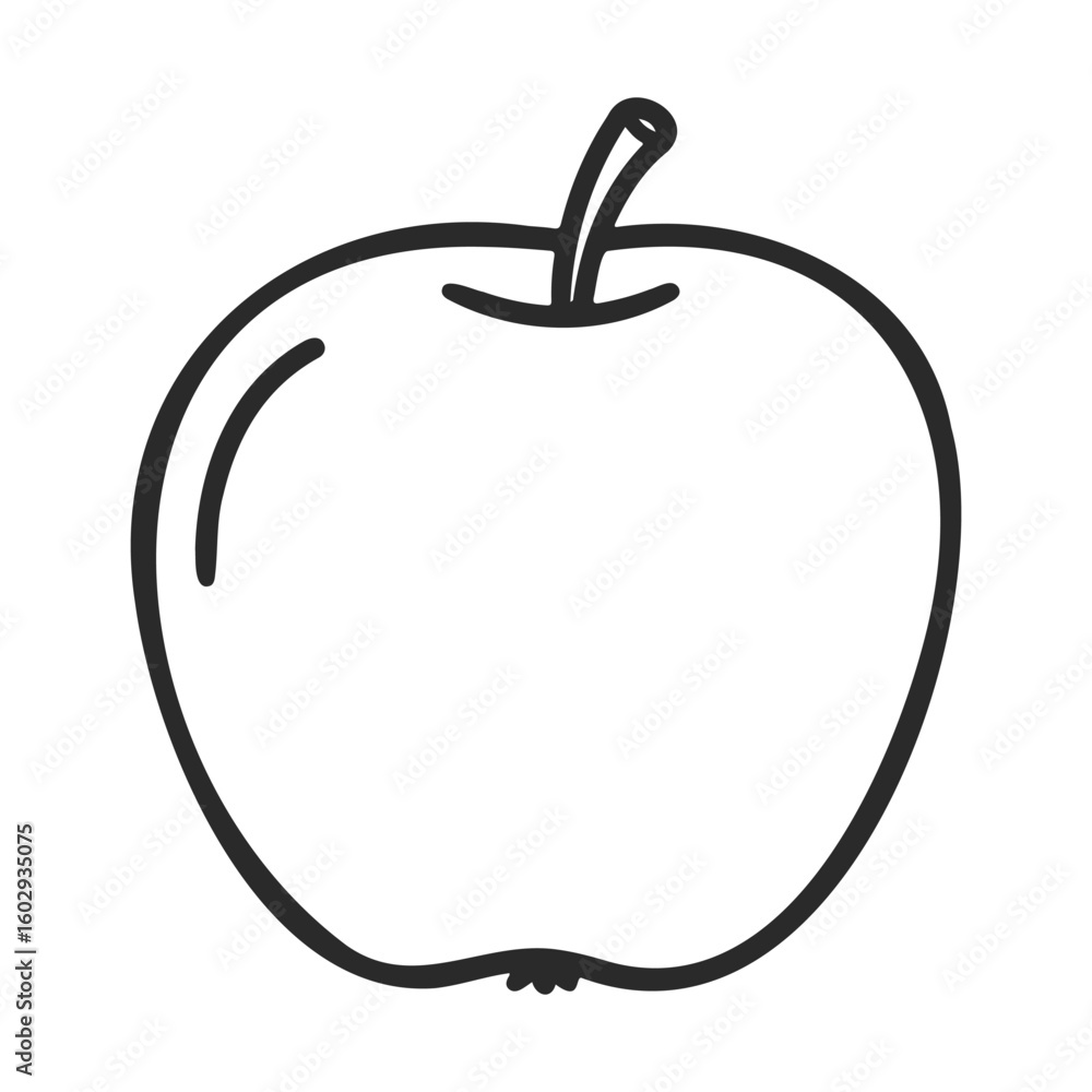 Poster simple black outline of an apple on white background – stock vector icon in line style