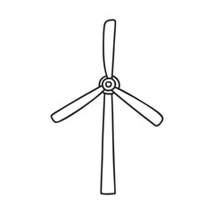 Simple outline of wind turbine with three blades and central hub – stock vector icon in line style