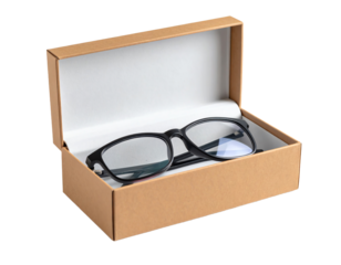 Brown glasses box on white background