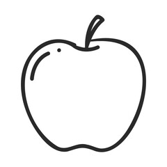 Obraz premium Simple black and white outline of an apple on a white background – stock vector icon in line style