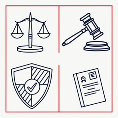 Obraz premium Legal Icons Justice Law Security and Documentation.