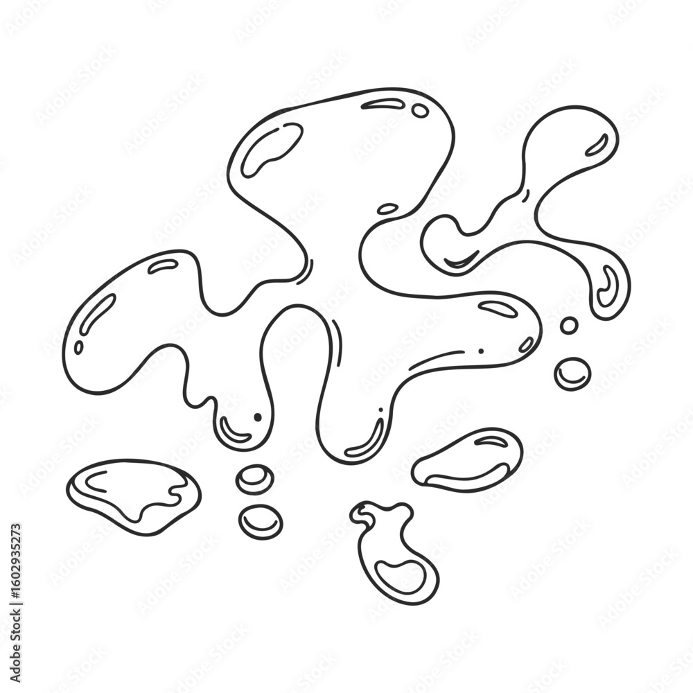 Poster abstract ink splatter design with fluid shapes in black and white – stock vector icon in line style
