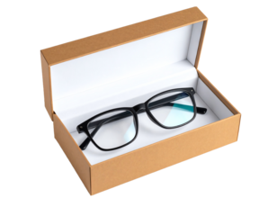 Brown glasses box on white background