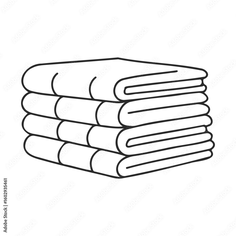 Poster stack of folded towels in simple line art design – stock vector icon in line style