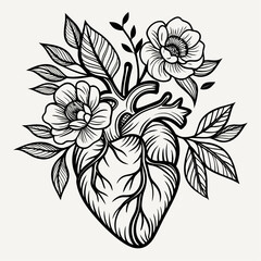 Hand-drawn floral vector illustration pattern with leaves, branches, and rose sketch elements, ideal for vintage seamless designs or spring wedding decorations