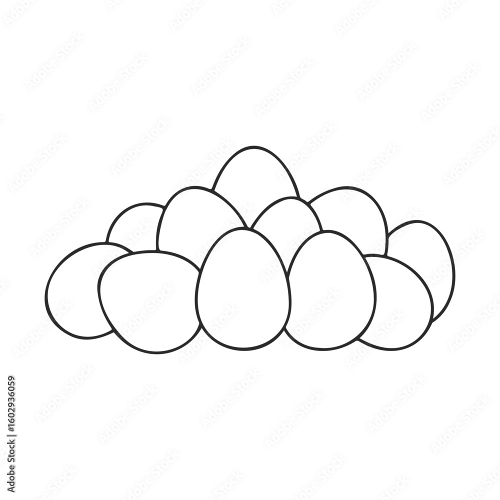 Poster outline of several eggs in a cluster – stock vector icon in line style