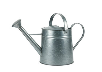 Classic metal watering can isolated on white or transparent background. PNG, for gardening and watering plants