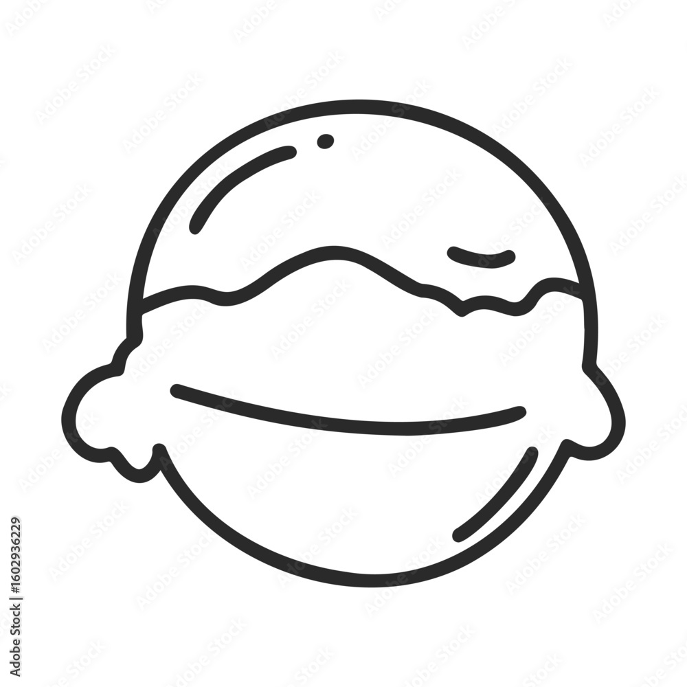 Poster outline drawing of a single scoop ice cream on cone with minimalist style – stock vector icon in lin