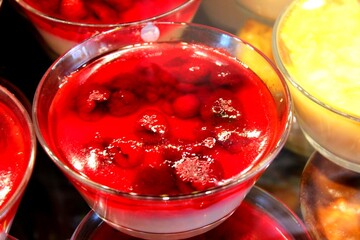 Traditional Turkish Street Sweets and Desserts in Glass Bowls, Istanbul Local Food Market

