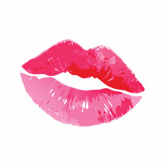 Pink and red lips kiss imprint vector illustration