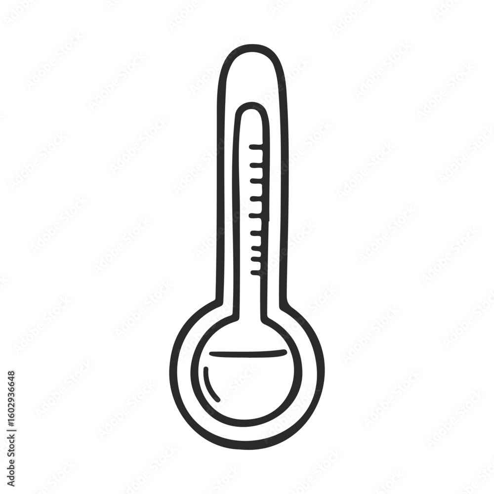 Aufkleber simple black and white drawing of a thermometer symbolizing temperature measurement – stock vector i