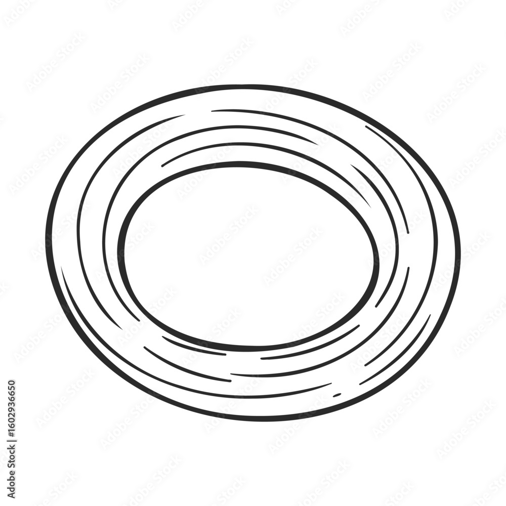 Poster hand-drawn circular ring outline with textured lines – stock vector icon in line style