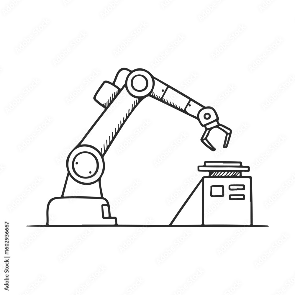 Aufkleber industrial robotic arm in action: automation and precision in manufacturing – stock vector icon in l