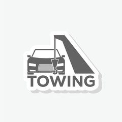 Towing car evacuation logo hook chain sticker isolated on gray background