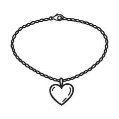 Elegant heart pendant necklace with twisted chain design – stock vector icon in line style