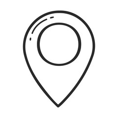 Minimalist black line location pin icon on white background – stock vector icon in line style