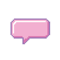 Pixelated speech bubble with pastel pink and purple hues chat message