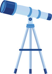 Blue telescope on tripod looking up light dark