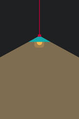 A spotlight shines on a single lamp. The dark background and soft glow give a dramatic mood, like a symbol of hope in the darkness.