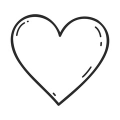 Simple black outline heart drawing on white background – stock vector icon in line style
