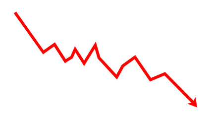Down fall red arrow line graph financial loss concept, Red arrow downward direction, stock market fall, Business loss. Vector illustration.