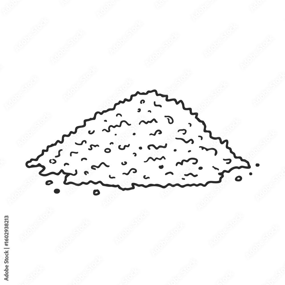Poster monochrome hand-drawn heap of sand with rough texture – stock vector icon in line style