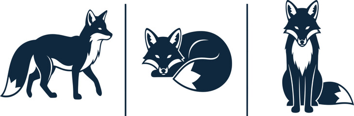 Fototapeta premium Elegant fox icons for branding and logo designs with professional and modern flair for businesses