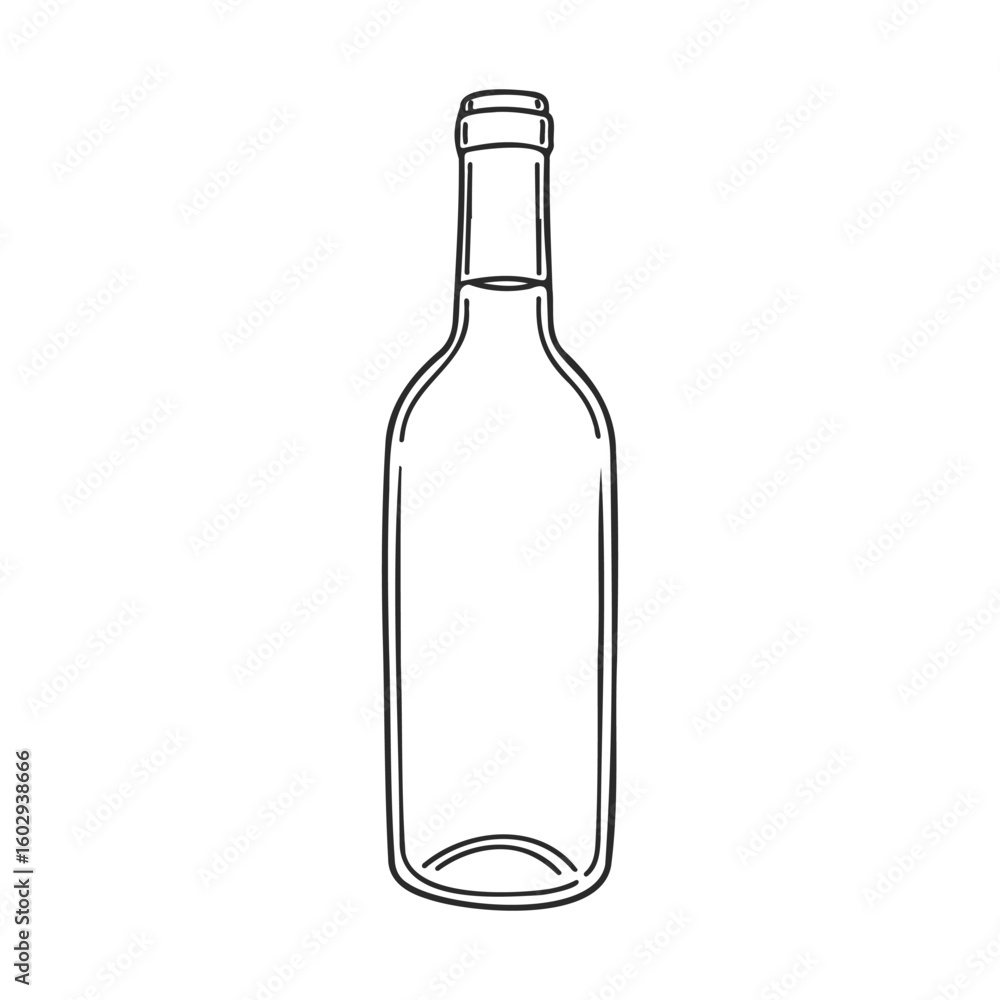 Poster minimalist hand-drawn outline of an empty wine bottle – stock vector icon in line style
