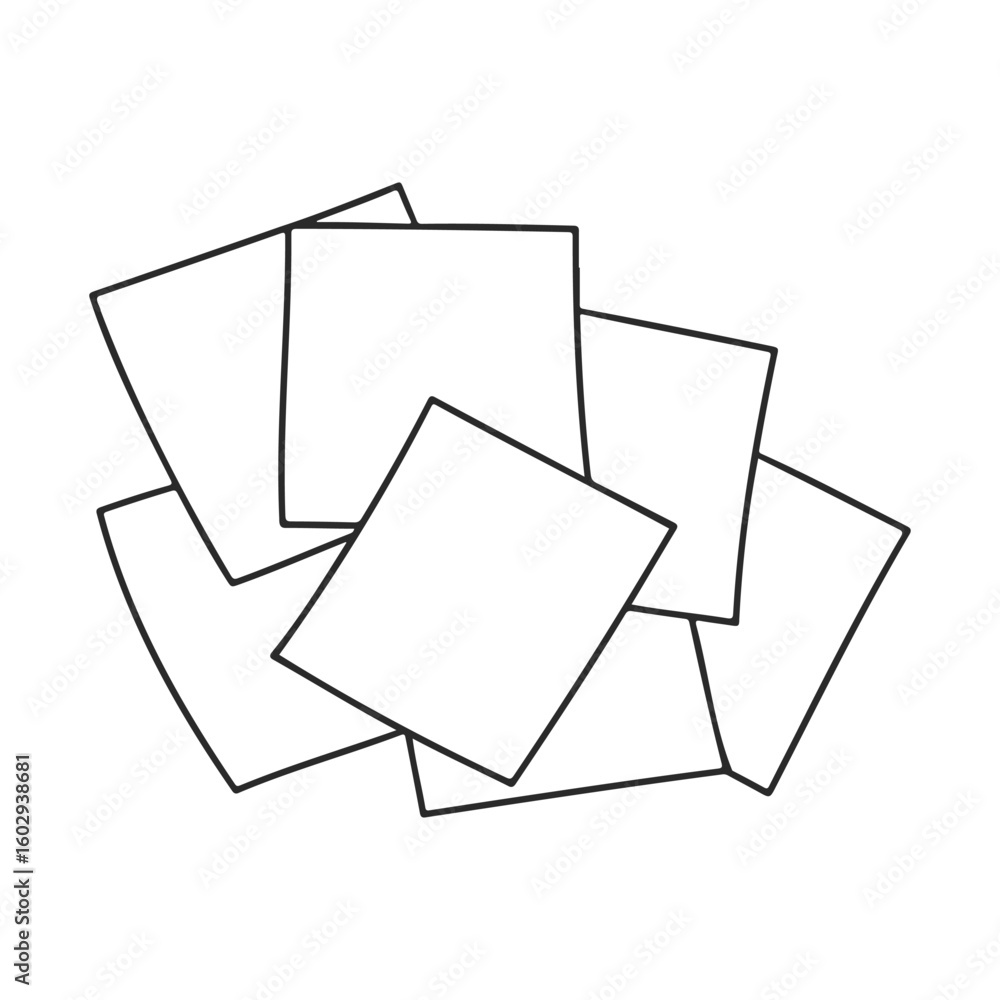 Poster blank overlapping square papers on white background – stock vector icon in line style