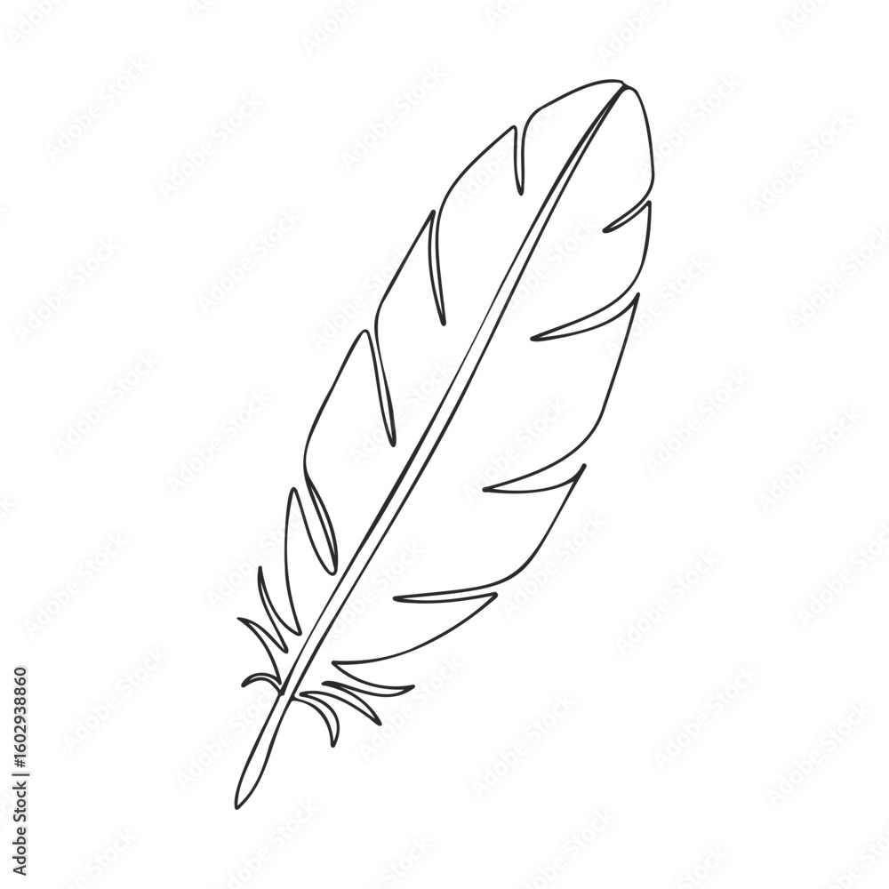 Aufkleber simple outline of a feather on a white background – stock vector icon in line style