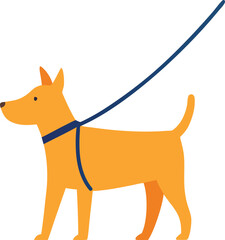 Orange dog with blue leash and harness vector