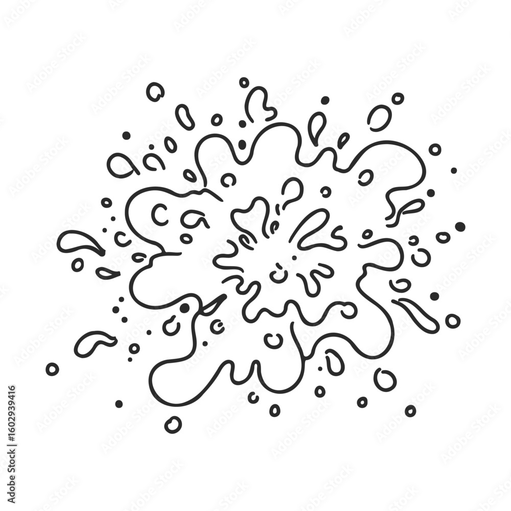 Poster black and white hand-drawn splash design with abstract doodle style – stock vector icon in line styl