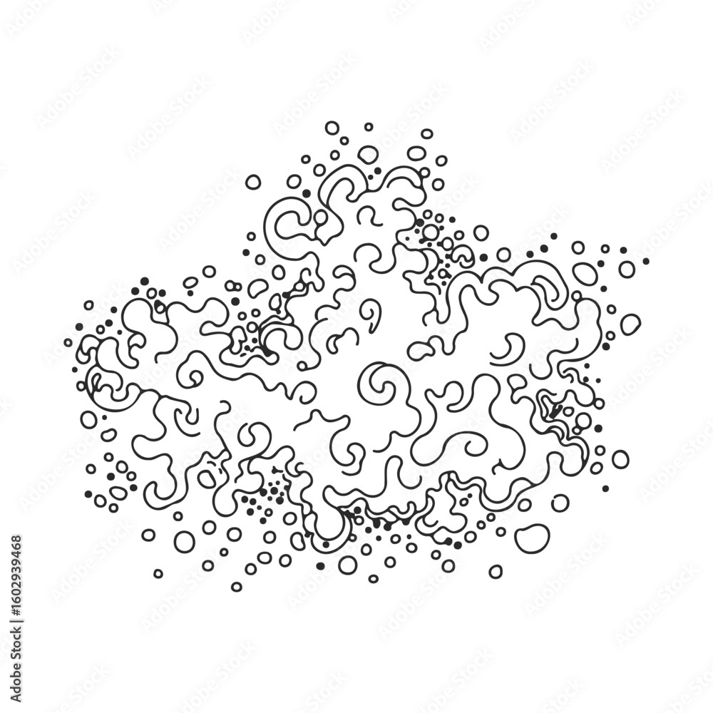 Poster abstract fluid shape with curves and dots in black and white line art – stock vector icon in line st