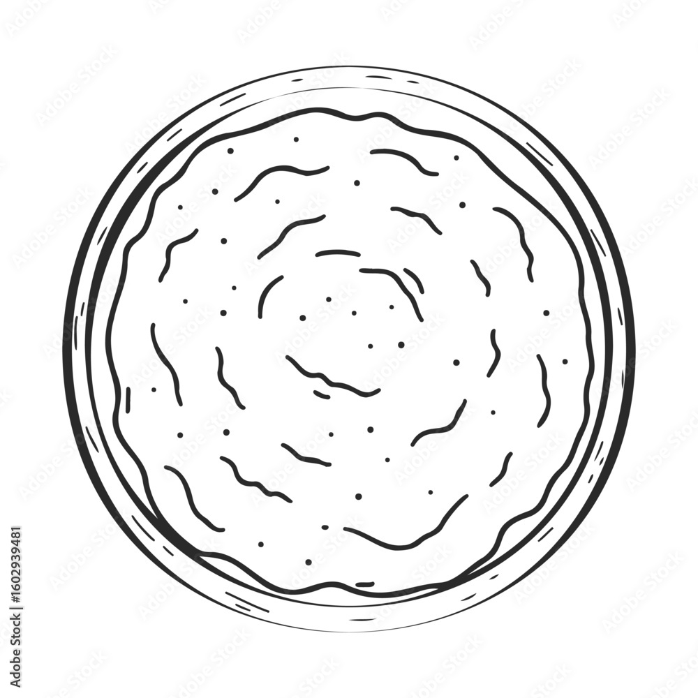 Poster hand-drawn pizza crust sketch with circular pattern and textured lines – stock vector icon in line s