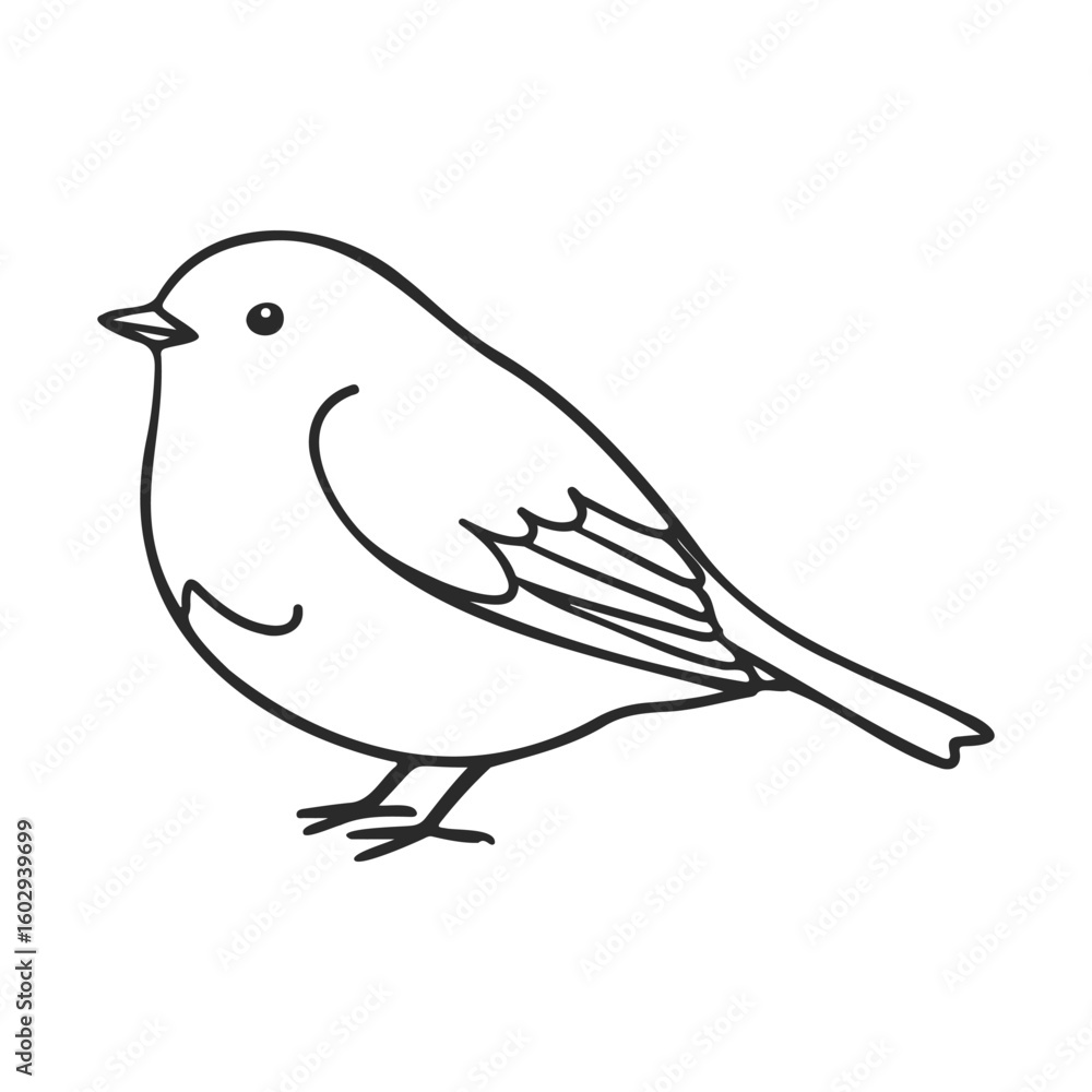 Poster simple line drawing of a bird with black and white outline – stock vector icon in line style