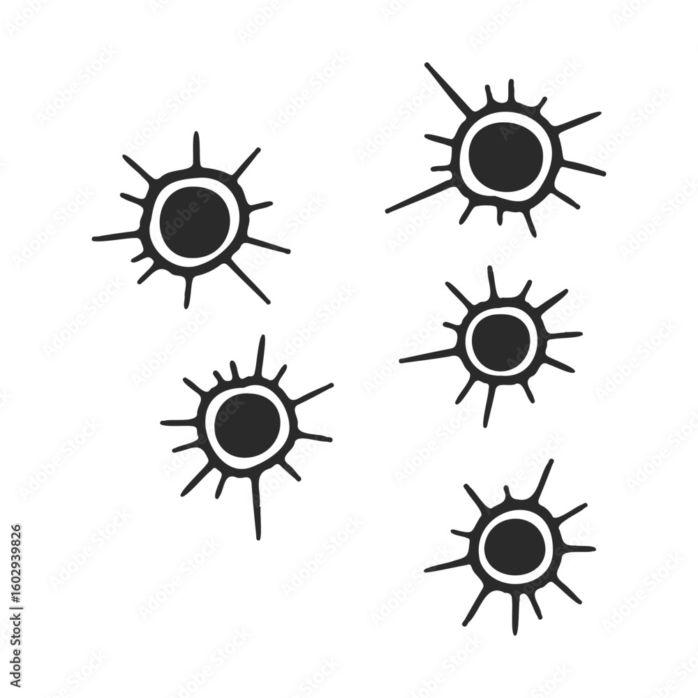 Poster black paint splatter set against white background with unique shapes and patterns – stock vector ico