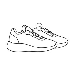 Outline of casual athletic sneakers in simple black and white design – stock vector icon in line style