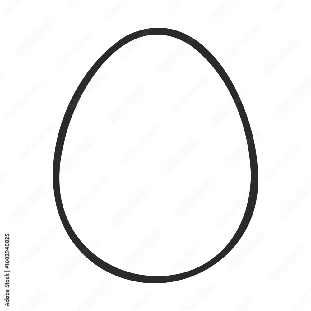 Poster simple black and white line drawing of an egg shape on white background – stock vector icon in line 