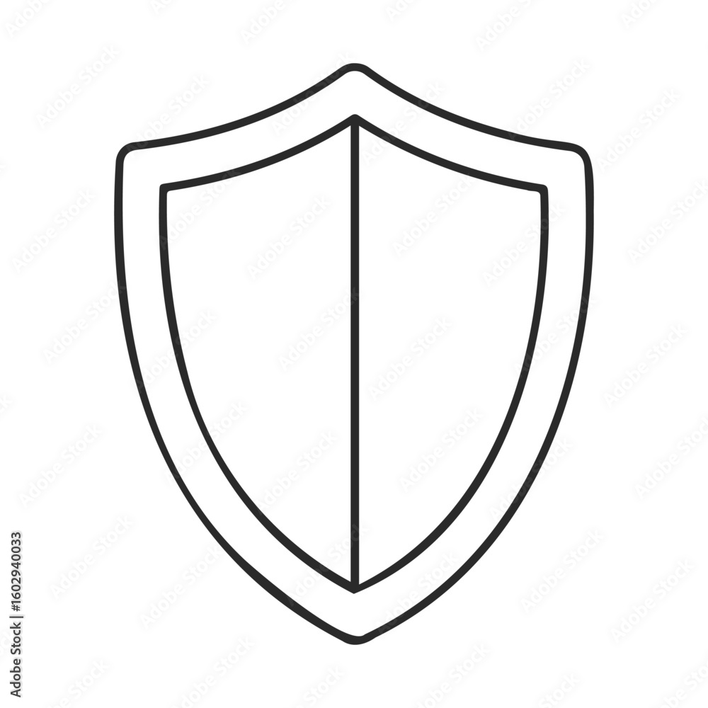 Poster minimalist black and white shield symbol icon for security design – stock vector icon in line style