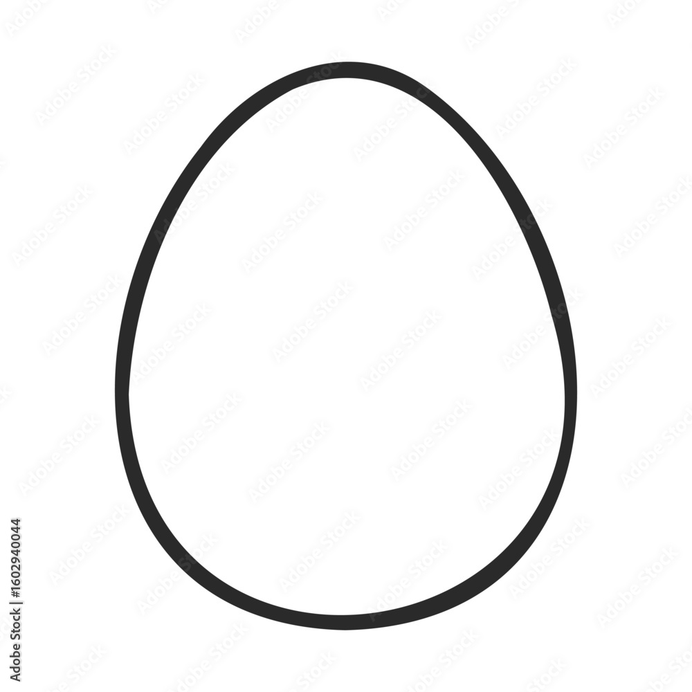 Poster simple black and white outline of an egg shape on white background – stock vector icon in line style