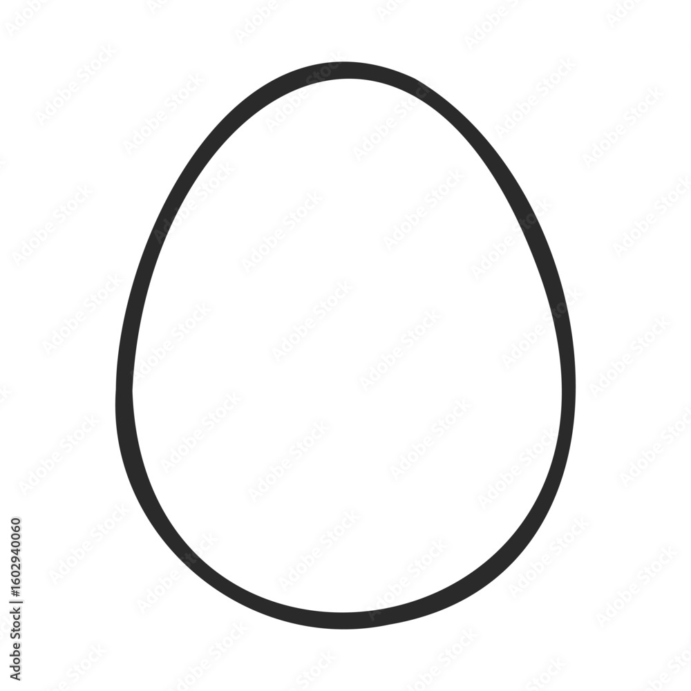 Poster simple black outline of an egg shape on white background – stock vector icon in line style
