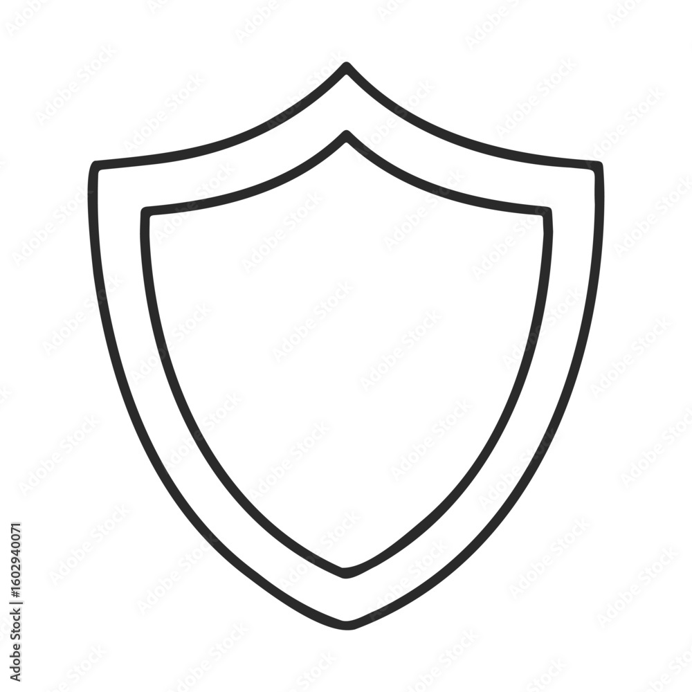 Aufkleber simple black outline of a shield emblem design on white background – stock vector icon in line style