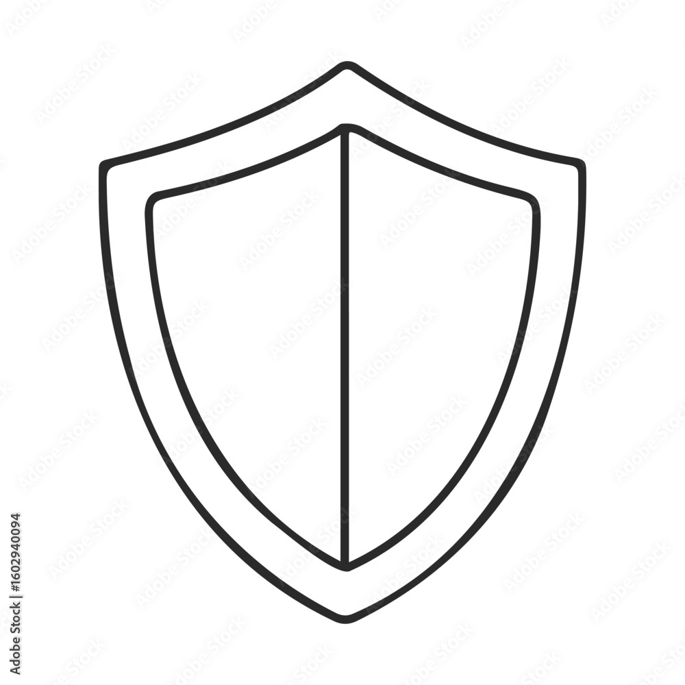 Aufkleber simplistic black and white shield icon symbolizing protection and security – stock vector icon in li