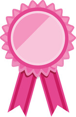 Pink rosette award ribbon with decorative edges vector