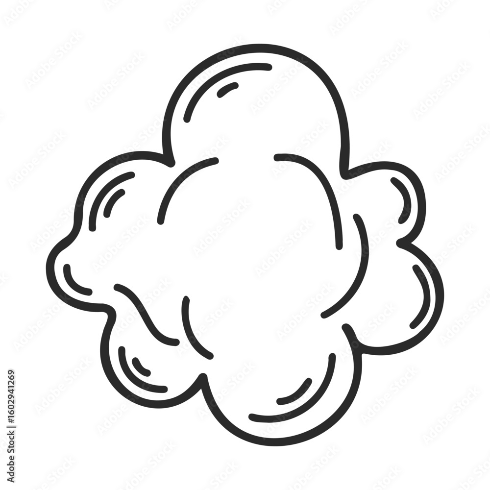 Poster black and white drawing of popcorn kernel with simple line art style – stock vector icon in line sty