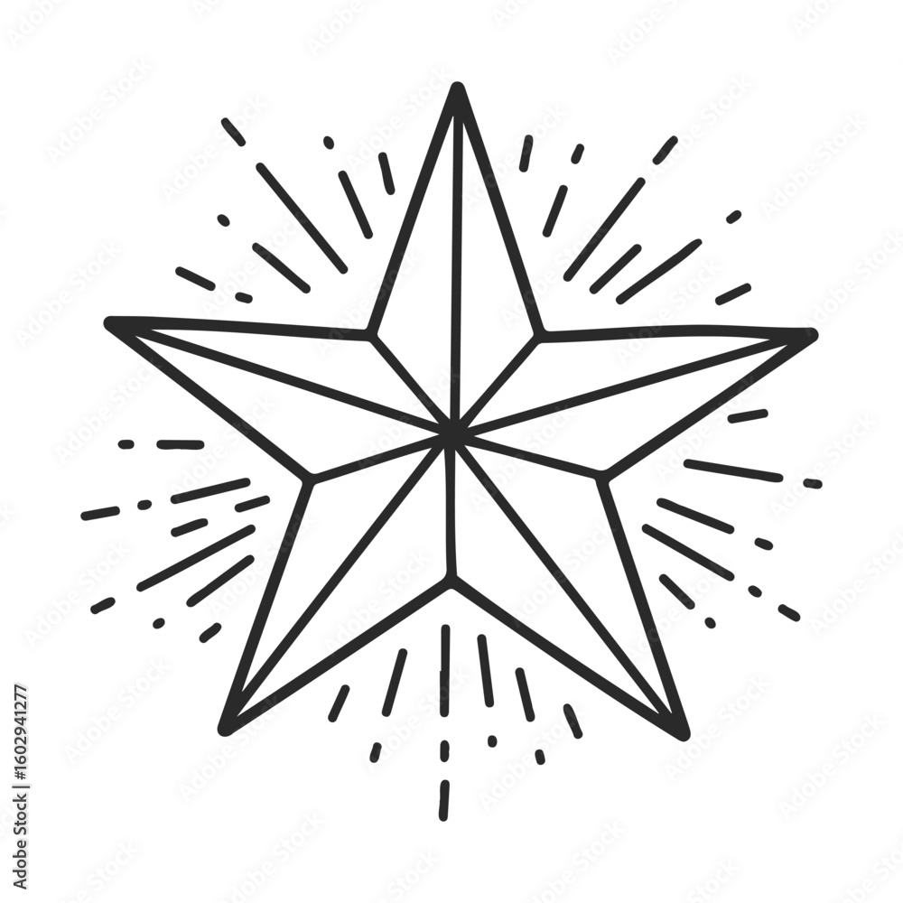 Poster geometric star with radiating lines on white background – stock vector icon in line style